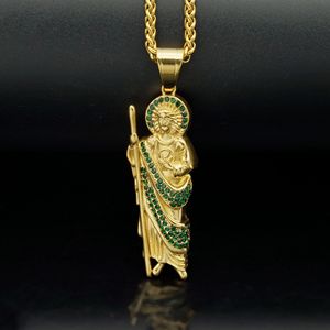 Collane con Ciondolo Vintage Hip Hop di San Giuda, Gioielli Cattolici Religiosi in Acciaio Inossidabile Impermeabile e Antiossidante, Vendita all'Ingrosso per Uomo - Product Image 3