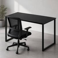 Bureau de travail moderne, table de bureau noire minimaliste, bureau d'ordinateur pour la maison, bureau d'écriture avec cadre en métal durable, poste de travail pour PC