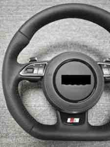 Ensamblaje de Campaña de Volante con Base Plana de Cuero Totalmente Perforado para <span class=keywords><strong>Audi</strong></span> A3 A4 A5 A6 A7 Q3 Q5 Q7 - Product Image 4