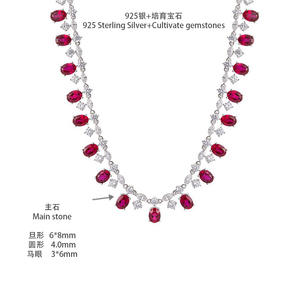 Ruizuan High-End 6*8mm Lab <strong>Ruby</strong> <strong>Necklace</strong> Vintage Style Oval Shaped Jewelry for Wedding Engagement or Gift - Product Image 6