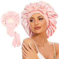 Vente Chaude : Bonnet en Satin Double Couche avec Long Lien, Grande Taille, Chapeau de Nuit Réversible pour Femme