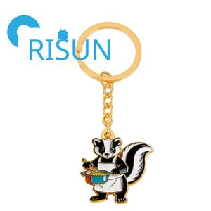 Porte-clés en métal émaillé personnalisé, motif hérisson mignon, style Kawaii, vente en gros - Product Image 3