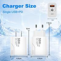 Chargeur mural USB-C 38W avec prise EU/US, adaptateur de voyage Type C PD, chargeur rapide USB C 38W pour Samsung/Xiaomi, charge rapide