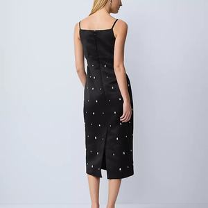 Vestido Midi Casual de Satén con Bordado Floral Calado, Ecológico y Transpirable - Product Image 2