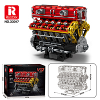 Reobrix 33015 2026 Nouveau moteur V8 Blocs de construction en plastique ABS Modèle de jouet Mécanique Entraînement électrique Assemblage intelligent Vente en gros B2B