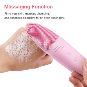 Brosse nettoyante faciale électrique sonique rechargeable en silicone, étanche, pour une exfoliation en profondeur et un nettoyage optimal - Product Image 2