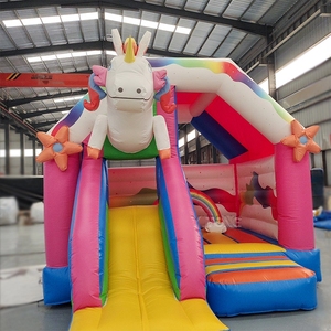 Bouncy Castle Commercial Bouncer Bouncy Castle 0.55mm PVC <b>Inflatable</b> Jumping Bounce <b>House</b> with Slide for Kids - Product Image 2