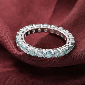 Anello di fidanzamento per matrimonio con anello di fidanzamento in argento 925 sterl <span class=keywords><strong>moissanite</strong></span> tondo verde acqua - Product Image 6