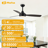 Ventilateur de plafond à 3 pales en contreplaqué avec lumière LED dimmable, moteur DC stable, minuterie, télécommande et vent réversible pour la décoration quotidienne de la maison