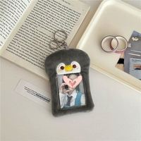 Gantungan kunci kartu foto kpop 3 inci, gantungan kunci album foto kartun hewan Pinguin beruang kelinci