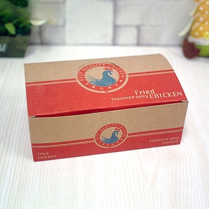 Food Grade Custom Fast Food Packaging Boxes Kraft Paper Fried Chicken Box Bio- Degradable Box
