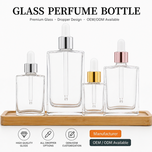 Botellas de Vidrio para Colonia con Gotero, de Lujo, con Logotipo Personalizado, 30ml, 50ml, 100ml, Transparentes/Negras/Colores, Recargables, con Atomizador de Rocío Fino y Caja - Product Image 1