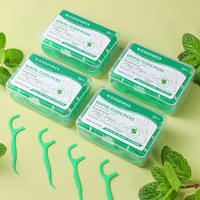 Fil dentaire double fil biodégradable à 100 %, saveur menthe fraîche, emballage OEM ODM, faible MOQ