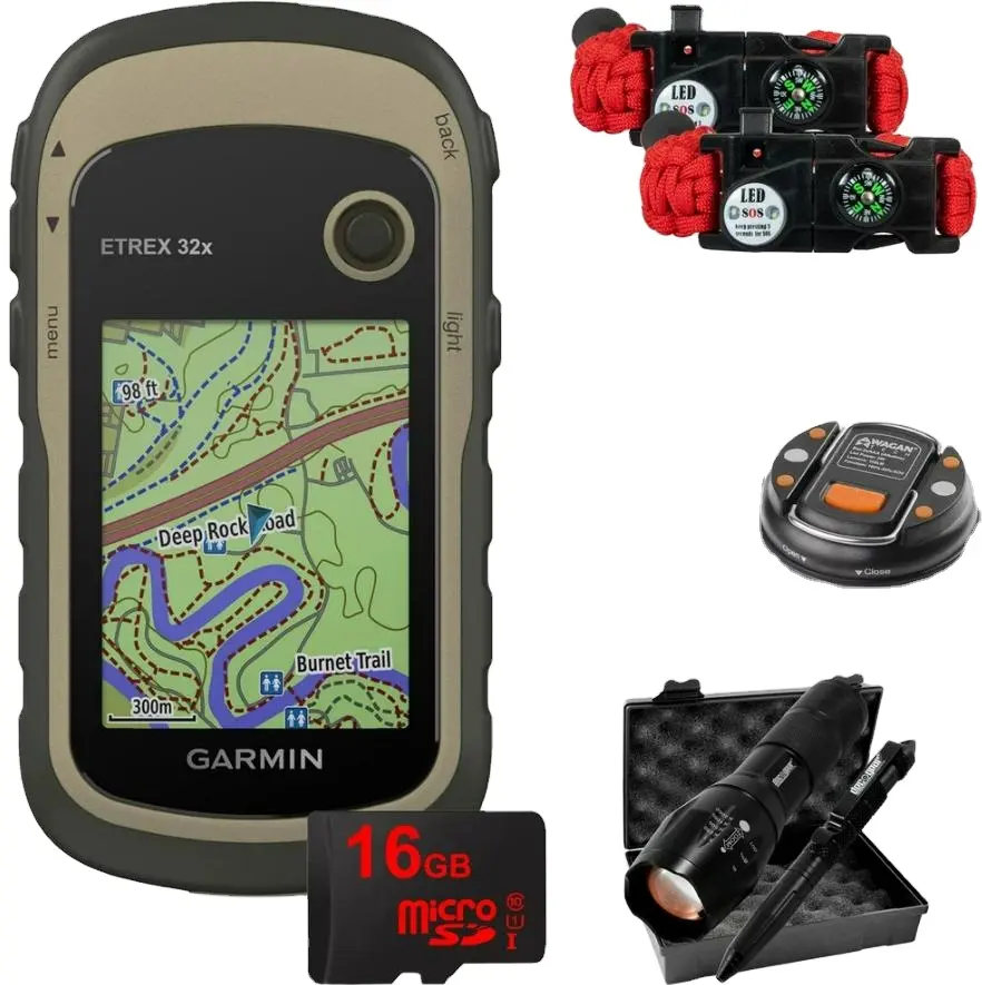 Gar-min eTrex 32x GPS כף יד מוקשח עם 16GB חבילת קמפינג וטיולים 010-02257-00