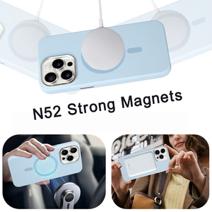 Étui de téléphone sans fil avec boutons métalliques de qualité supérieure, coque de téléphone mobile en silicone magnétique pour iPhone 15 16 Pro - Product Image 2