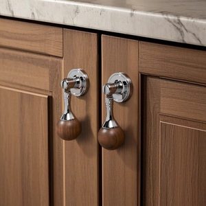 Modern Zinc Alloy T-Shaped Cabinet Handle with Wooden Ball Knob for Dresser and <b>Wardrobe</b> Doors - Product Image 4