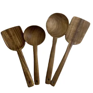 Diyue-utensilio ecológico de madera Natural para cocina, cuchara de madera de teca de Acacia personalizada, espátula giratoria, utensilios para sartén antiadherente