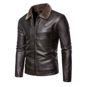 Veste en cuir et toile personnalisée en peau de mouton pour homme, col rond, logo sur le devant, respirante, fabriquée au Pakistan - Product Image 1