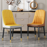 Chaise de salle à manger en métal de style nordique, luxe léger, minimaliste moderne, avec revêtement en cuir, pour restaurant, maison, café, hôtel