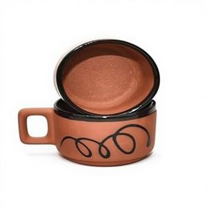 Ensemble de tasses à thé en terre cuite écologiques de qualité alimentaire, style campagnard, fabriquées à la main - Product Image 1