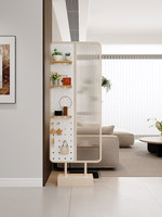 Paravent portable design artistique sur pied, installation sans perçage, panneau en verre trempé, intimité pour porte d'entrée
