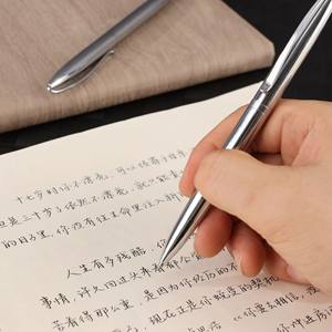 Stylo bille promotionnel en métal chromé argenté avec logo gravé, encre bleue/noire, largeur d'écriture 1,0 mm, idéal pour les cadeaux d'affaires - Product Image 5