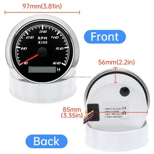 Tachometer 85mm 0~8000 RPM Electrical Black Face Tachometer For Automobile