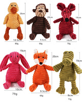 Vente en gros de Offre Spéciale de haute qualité velours côtelé peluche mouton singe cochon canard animaux chien mâcher en peluche jouets grinçants pour chiens