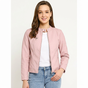 Chaqueta Minimalista de Cuero Genuino Premium para Mujer - Chaqueta Elegante con Cuello Alto para Otoño e Invierno - Product Image 6