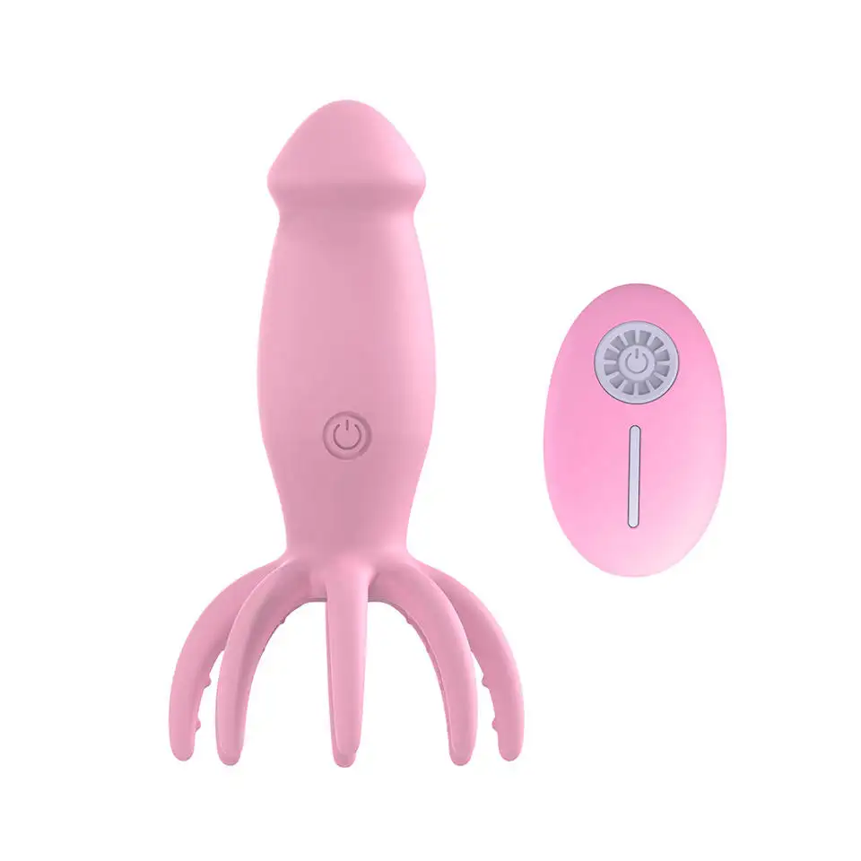 DX Vibrator Dildo gurita kendali jarak jauh, 10 mode bergetar Plug penjepit puting hisap pemijat klitoris mainan seks