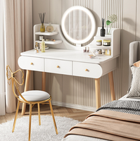 STG Table de maquillage minimaliste moderne de 80 cm de style européen et américain avec miroir sur pied pour chambre à coucher, coiffeuse durable