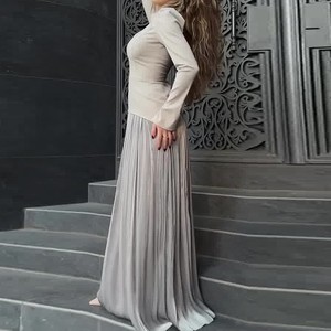 เดรสแฟชั่นผู้หญิง ดีไซน์ลายปะติด คอปก แขนยาว จับจีบ - Product Image 2