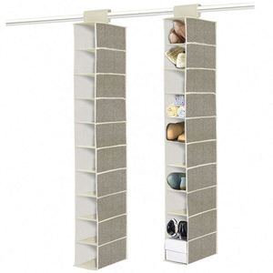 Good Quality Wardrobe Hanging Storage Sturdy Canvas 10 Shelves 20 Compartments Organizer for Shoes <b>Clothes</b> - Product Image 4