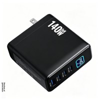 Pengisi Daya Cepat Multi Port GaN 140W Berkualitas Tinggi PD 3.1 QC3.0 Layar Pintar 3 Port Tipe-C + USB untuk Laptop dan Ponsel