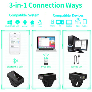 Scanner di Codici a Barre Wireless 2.4G Xincode 1D 2D Mini Ring QR, Lettore Portatile da Dito per Inventario, Scansione Tascabile X-690A - Product Image 3