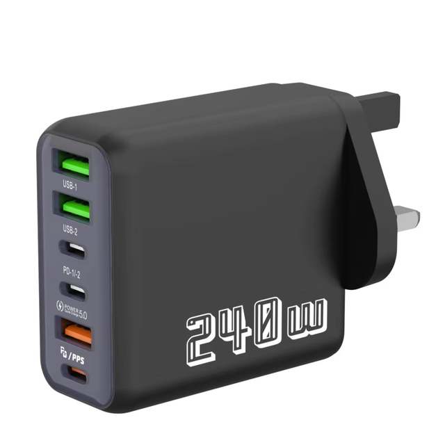 HYTO 6 Ports USB C PD Charger 240W Quick Charge 3.0 Type C USB Phone Chargers Super Fast Charging Adapter For iPhone Xiaomi
