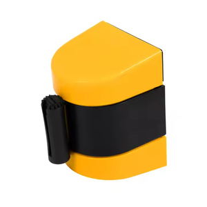 Barrière de sécurité murale rétractable pour le contrôle des foules, solution adhésive temporaire en plastique et nylon, noir/rouge/jaune - Product Image 3