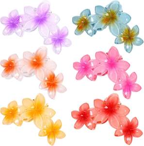 Pince à cheveux en acrylique de 10 cm avec fleur, style doux et tendance, accessoires floraux pour femmes, vente en gros, échantillon rapide - Product Image 1