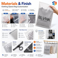 Sacs d'emballage en plastique mat givré personnalisés de haute qualité avec fermeture éclair, en PE/OPP, refermables pour vêtements et t-shirts