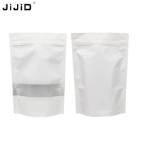 JIJID Vente en gros Sacs en mylar Sacs d'emballage alimentaire avec logo personnalisé Ziplock Sac blanc métallisé avec fermeture éclair Pochette debout avec fenêtre