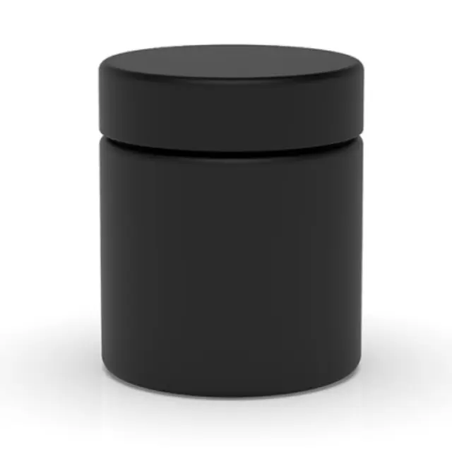 Pote de vidro personalizado de 2oz 3oz 4oz 5oz, jarra preta fosca resistente para crianças, com tampa de parafuso de plástico preto