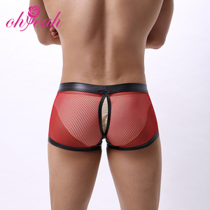 Nuova vendita calda di colore Splicing apribile cavallo uomo biancheria intima trasparente mutandine in finta pelle biancheria intima maschile <span class=keywords><strong>Lingerie</strong></span> - Product Image 3