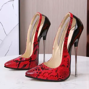 Neu 16cm dünne High Heels Snake Skin Stilettos Sexy Mann Pumps Cross Dresser Fetisch Nachtclub Party Laufsteg Schuhe