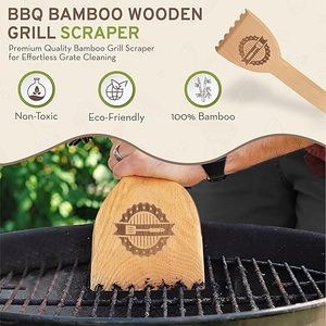 Raspador de Bambú Compatible con Parrillas <span class=keywords><strong>Traeger</strong></span>, Herramienta de Limpieza para Planchas y Superficies de Parrillas, Accesorio para Barbacoa - Product Image 3