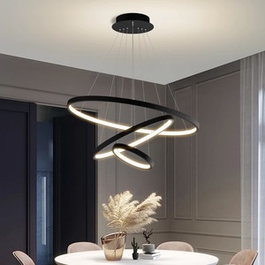 Nordic Modern Metal <strong>Circle</strong> 3 Rings Chandeliers Hanging Lustre Gold Kitchen LED Chandelier Pendant <strong>Light</strong> - Product Image 2