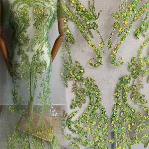 Quyến rũ glitters Tulle màu xanh lá cây Sequins lưới ren Bridal Tulle vải - Product Image 1