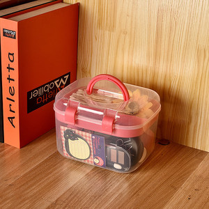 Transparent Cosmetic Organizer With Lid And Handle <b>Plastic</b> Makeup <b>Storage</b> Box Desktop Organizer For Beauty Tools And Cosmetics - Product Image 4