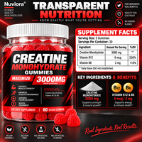 Gummies de créatine monohydrate en vrac, directement de l'usine, pour hommes et femmes, 3000 mg, 60 unités, améliore les performances athlétiques*, saveur framboise, végétalien