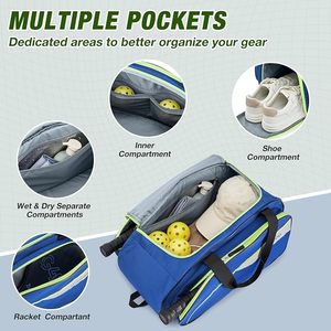 Pickleball-Rucksack Pickleball-Tasche für 4 Schläger für Damen & Herren mit Zaun-Haken Thermoisoliertes Fach - Product Image 3