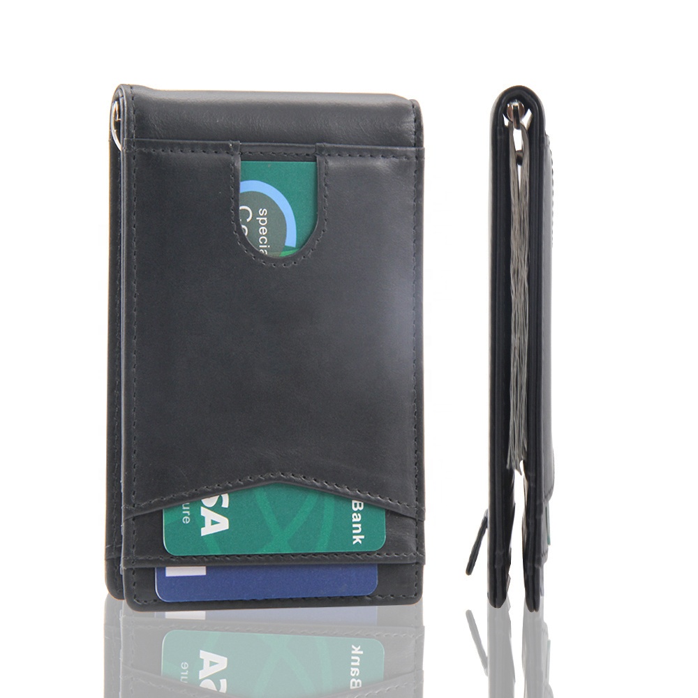 Кошелек мужской из натуральной кожи с RFID-блокировкой и передним карманом